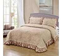 Copriletto Matrimoniale Cotone, Trapuntato Copriletti Matrimoniali Trapuntati Trapunte Eleganti Con 2 Federe Copriletto Set 3 Pezzi,K-245x265cm