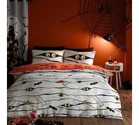 Copriletto Mummia Spaventosa Bedlam - Matrimoniale (200 x 200cm) - Reversibile (2 Design) - Copriletto Luminoso al Buio - Mummie Spaventose e Pipistrelli Vampiri - Decorazioni Halloween