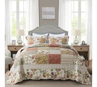 Copriletto patchwork in cotone NEWLAKE, set di 3 trapunte con ricamo a punto croce, copriletto reversibile in matelass , motivo floreale Paisley