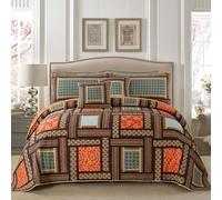 Copriletto patchwork in cotone NEWLAKE, set di biancheria da letto 3 pezzi con trapunta e ricamo a punto vero, copriletto reversibile in matelass