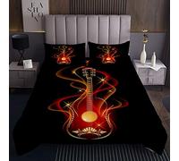 Copriletto per chitarra musicale decorazione per chitarra e chitarra strumenti musicali rock set trapunta popstar party nero con 1 federa 2 pezzi biancheria da letto 170X230cm