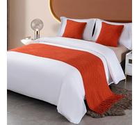 Copriletto per hotel, coperta, sciarpa, copriletto decorativo, adatto per letti di hotel e case, matrimoniali, singoli e king size, arancione, 60 x 180 cm