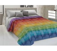 Copriletto Piquet Primavera Estate 100% Cotone Disegno Arcobaleno