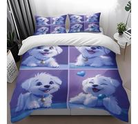 Copriletto Singolo Cuore Cane Viola Trapunta Letto Singolo Poliestere Lavabile Respirazione Morbida Federe Cuscini 50x75 cm Decorazione Casa Copripiumino 175x230 cm