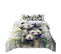 Copriletto Singolo Fiore Viola Panda Trapunta Letto Singolo Poliestere Lavabile Respirazione Morbida Federe Cuscini 50x75 cm Decorazione Casa Copripiumino 175x230 cm