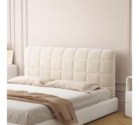 Copriletto Testiera Elastico Universale Imbottito in Velluto - Anti-Graffio per Gatti, Facile da Installare - Adatto per Letti Singoli, Matrimoniali e Piazza e Mezza(Beige White,140cm(55.1in))