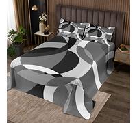 Copriletto trapuntato a cerchio geometrico moderno retrò con occhielli per bambini ragazzi ragazze geometria turbinii copriletto grigio nero bianco astratto linea a righe trapuntata king size