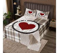 Copriletto trapuntato a griglia geometrica rosso amore cuore coppia amante semplice moderno trapunta set per ragazzi ragazze bambini uomini donne romantico San Valentino trapuntato matrimoniale