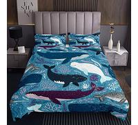 Copriletto trapuntato con balene motivo oceano marino copriletto trapuntato e copriletto trapuntato per bambini e ragazze set per letto con 1 federa170X230cm