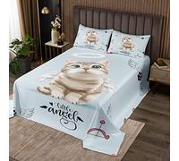 Copriletto trapuntato con gatto del fumetto per bambini ragazzi ragazze kawaii in morbida microfibra trapuntata per letto 170X230cm