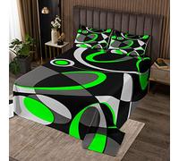 Copriletto trapuntato con geometria a forma di cerchio retrò, grigio e nero, per bambini, ragazzi, ragazze, geometria, ricciolo, trapuntato, decorazione per camera singola, taglia unica