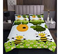 Copriletto trapuntato con stampa di api di miele, per bambini, ragazzi, ragazze, insetti volanti in 3D, tema animale, natura, floreale, trapuntato, collezione per camera da letto, 2 pezzi