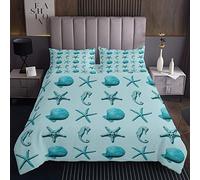 Copriletto trapuntato con stelle marine da spiaggia Set di copriletti per cavalluccio marino ragazzi Ocean Creature Shell trapuntato Coverlet Chic Blue Sealife trapuntato Bed3Pcs240x220cm