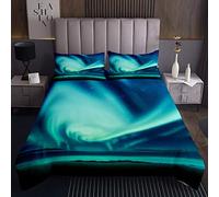 Copriletto trapuntato Galaxy Northern Shine Coverlet università cielo stellato Aurora set trapunta glitter verde blu decorazione trapuntata con 2 federe 3 pezzi biancheria da letto240x220cm