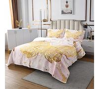 Copriletto trapuntato in marmo rosa per bambini ragazzi ragazze adolescenti piuma dorata set trapunta fluida onda sabbia mobile decorazione da sogno biancheria da letto collezione 3 pezzi240x220cm