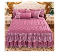 Copriletto trapuntato in peluche spesso tinta unita Queen King Size Gonna da letto in pizzo di velluto cristallo principessa Per L'uso in Hotel e Camere da Letto(Color-A,1pc 150x200x45cm)