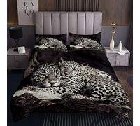 Copriletto trapuntato leopardato con motivo animali selvatici trapuntato copriletto trapuntato con stampa ghepardo set per ragazzi e ragazze bambini 3D Wildlife trapuntato con 2 federe260x240cm