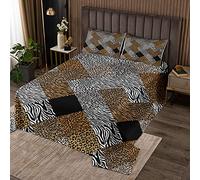 Copriletto trapuntato leopardato nero marrone leopardato copriletto trapuntato per ragazzi ragazze uomini donne grigio bianco zebra giraffa set set di biancheria da letto trapuntato animal260x240cm