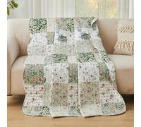 Copriletto Trapuntato Matrimoniale Patchwork,Copriletto Singolo Copriletti Ultrasuoni in Poliestere Leggere, Trapunta Sottile Estivo Primaverile 150x200 Verde, Coperta Leggera Rustica con Fiori