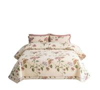 Copriletto Trapuntato Matrimoniale Set trapunta 3 pezzi Copriletto trapuntato in cotone 2 federe for cuscini Letto stampato floreale chic reversibile leggero(245x250cm 3Pcs)