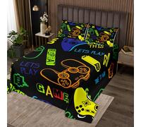 Copriletto trapuntato per bambini, con motivo a cartoni animati, per videogiochi, con 2 federe, 3 pezzi, per letto240x220cm