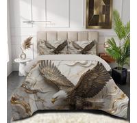 Copriletto Trapuntato Per Bambini Con Rilievo Dell'Aquila Feroce | Trapunta Matrimoniale Invernale, Crema, Piumone Caldo Morbido Elegante Texture Effetto Marmo Per Decorazione Camera Da Letto