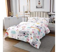 Copriletto trapuntato per bambini con simpatica nuvole e arcobaleno con motivo floreale 2 pezzi per letto 170X230cm