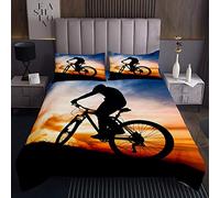 Copriletto trapuntato per mountain bike con motivo sportivo estremo, per bambini, ragazzi, ragazze, 3D, decorazione per bici da cross, set di biancheria da letto trapuntata, 3 pezzi,240x220cm