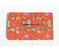 Copriletto trapuntato reversibile con stampa floreale paradiso in puro cotone stile kantha trapuntatura con uccellini stampati decorativi kantha