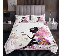 Copriletto trapuntato rosa per bambine con motivo a farfalla volante angolo floreale da donna set copriletto da sogno per camera da letto 2 pezzi taglia singola170X230cm