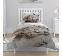 Copriletto una Piazza e Mezzo Piumone Matrimoniale Invernale Trapunta | Morbido Comfort Microfibra,Lavabile Durevole,Tutte le Stagioni,con 2 Federe 50x75cm,Beige Gatto Grigio 203x228cm