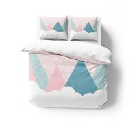 Copriletto una Piazza e Mezzo Rosa Stella Blu Lenzuola una Piazza e Mezza | Morbido Microfibre,Quattro Stagioni Utilizzo,Lavabile Durabile,con Cerniera,Includere 2 Federe Cuscini 50x75cm