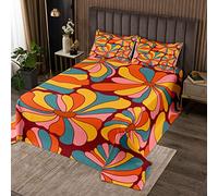 Copriletto vintage Boho con motivo floreale anni '60 anni '70 Groovy arcobaleno trapuntato copriletto i i retrò hippie fiore set motivo floreale colorato trapuntato con 2 federe240x220cm