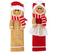 Coprimaniglia per Frigorifero Natalizio, 2 Pezzi, Coprimaniglia a Forma di Omino di Pan di Zenzero, Coprimaniglia per Porta del Frigorifero a Forma di Omino di Pan di Zenzero di Babbo Natale 3D per