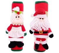 Coprimaniglia per Frigorifero Natalizio, 2 Pezzi, Coprimaniglia a Forma di Omino di Pan di Zenzero, Coprimaniglia per Porta del Frigorifero a Forma di Omino di Pan di Zenzero di Babbo Natale 3D per