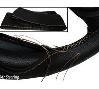 Coprimanubrio In Pelle Nera Per Land Rover Serie 1 1948-58 Con Cuciture Beige