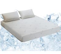 Tata Home Coprimaterasso 1 Piazza e Mezza Rinfrescante Antiacaro Salva Materasso Letto Francese 130x200 Altezza Fino a 25 cm con Angoli Elasticizzati MOD. Thermo Solution