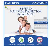 Coprimaterasso California King Size, impermeabile, con cerniera, ipoallergenico, di alta qualità, protegge da liquidi, polvere, tessuto traspirante e silenzioso