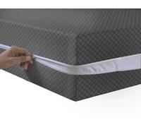 Coprimaterasso con cerniera a rivestimento completo anti cimici da letto protettore con cerniera profondità 30cm e coprimaterasso ipoallergenico con doppia cerniera laterale (grigio scuro, super king)