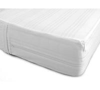 Coprimaterasso con Cerniera, Fodera Materasso con Cerniera, per letto Matrimoniale, in Cotone Damascato, tessuto sanforizato aster (Bianco, 1 Piazza e Mezza 130x200)