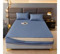 Coprimaterasso con Cerniera Matrimoniale/Singolo 160x190/200 Personalizzabile Coprimaterasso Trapuntato Una Piazza E Mezza Copri Proteggi Materasso Topper Imbottito Ricamo Lenzuolo(180x190+20cm,Blue A