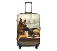 Coprimaterasso con stampa di calcio nell'acqua, copertura per valigie con tessuto elasticizzato elastico, quattro misure, Cane da pastore carino, S