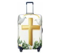 Coprimaterasso elastico da viaggio con colombe e croci della pace, stampa antigraffio, Nero , XL