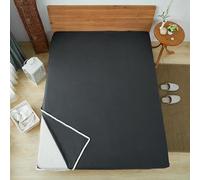 Coprimaterasso futon da pavimento con cerniera, tinta unita, copertura completa, lavabile, antipolvere e rimovibile, con cerniera, per materasso futon giapponese tatami (grigio scuro, 90 x 190 cm)