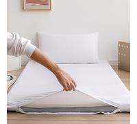 Coprimaterasso Futon Tinta Unita,Cerniera Lavabile A Grandezza Naturale,Pavimento in Cotone per Protezione dalla Polvere,Morbida Copertura Protettiva per Materassino,Bianca,Twin/90x200cm