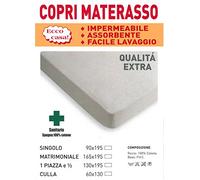Coprimaterasso Impermeabile 1 Piazza 90x200x25 cm in Spugna e PVC Cerato - Traspirante, Antiacaro, Igienico, Anallergico, Lavabile - Protezione Materasso in Cotone e PVC per Letto Singolo