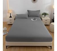Coprimaterasso impermeabile, 120 x 200 cm + 30 cm di profondità, morbido, traspirante, grigio chiaro, con angoli, silenzioso, lavabile in lavatrice, per letto matrimoniale