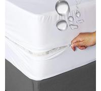 Coprimaterasso impermeabile completamente chiuso a 6 lati con lenzuolo con angoli antipolvere con cerniera per letto matrimoniale, matrimoniale, matrimoniale, completo, Queen, King