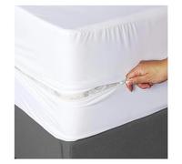 Coprimaterasso impermeabile completamente chiuso su 6 lati, con cerniera, antipolvere, per letto matrimoniale, matrimoniale, matrimoniale, king size (bianco, 100 x 200 x 30 cm)