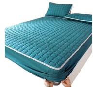 Coprimaterasso impermeabile in cotone lavato, coprimaterasso regolabile, processo di trapuntatura laminato, tinta unita senza federe per Letti(Deep blue,200x220x30cm)